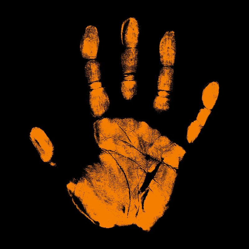 Empreinte de main peinte identité doigts et paume orange