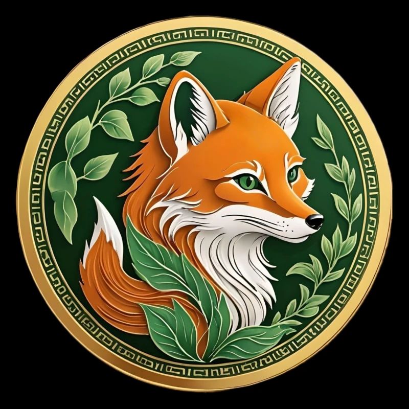 Fancy coin a green fox with orange