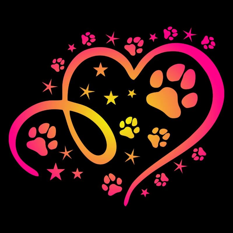 Herz mit Pfötchen und Sternen