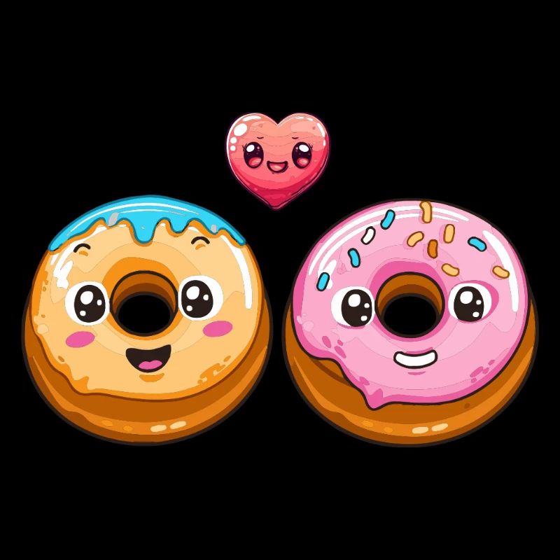 Donuts Paar Liebe Herz Comic