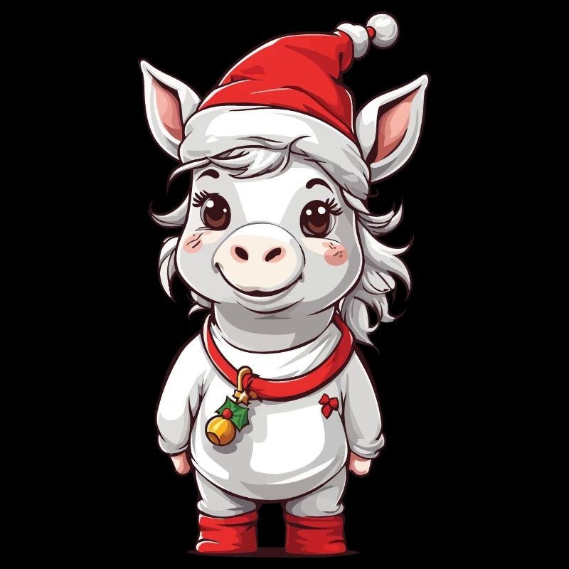 Conception de Noël de chevaux mignons de poney d’hiver