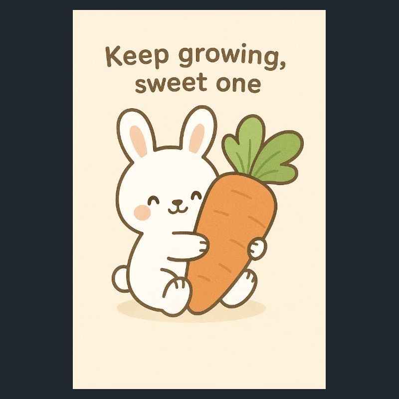 Kawaii Bunny Hugging Giant Carrot