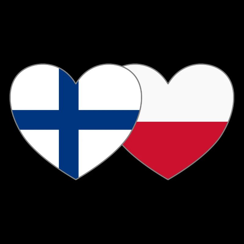 Finlande Pologne Drapeau Cœur