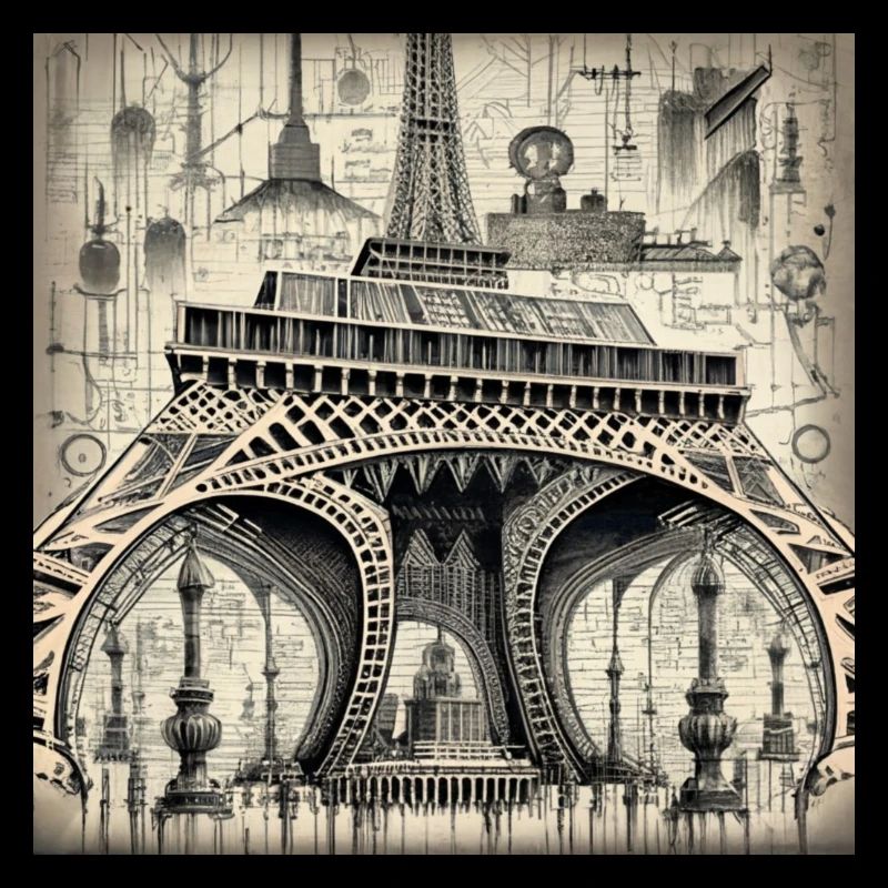 Eiffelturm Cyberpunk Steampunk Cyborg Stil