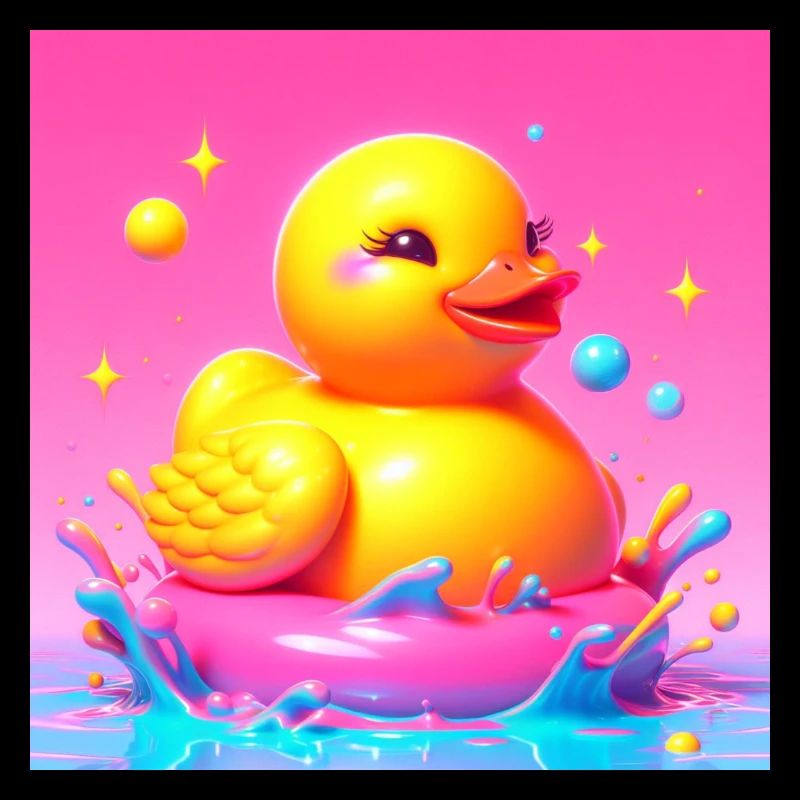 Bade Ente 3D Hyperrealistisch in Risographie