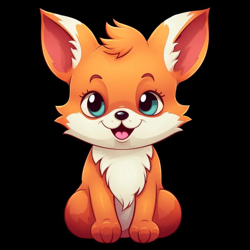 Süßer Comic Rotfuchs: Entspanntes Sitzen