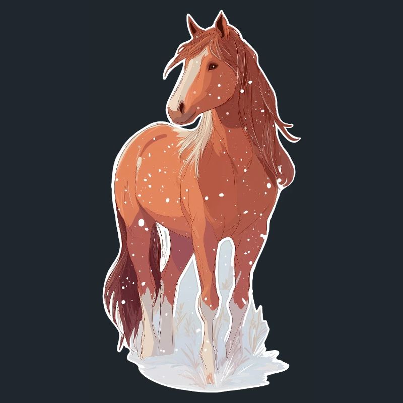 Pferd mit Schneeflocken