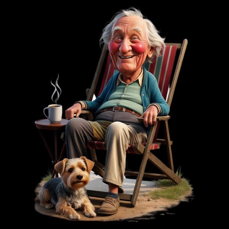 Netter Opa mit Hund-Alter Mann mit Hund
