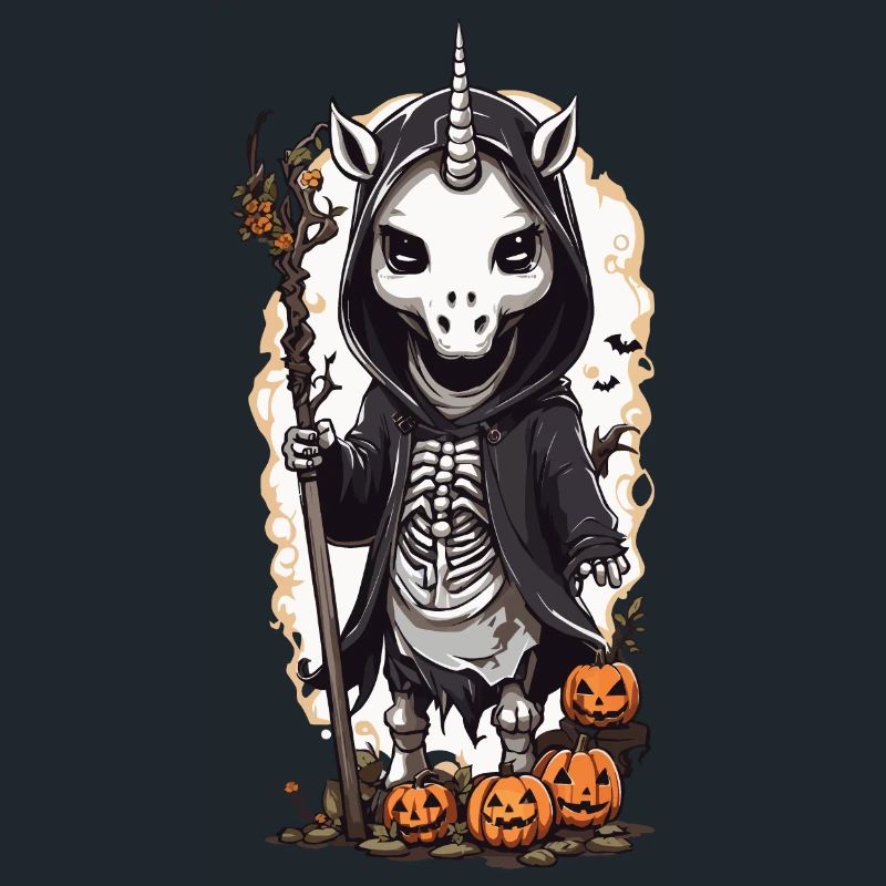 Gloomy Unicorn Skeleton Magic Gothic Design