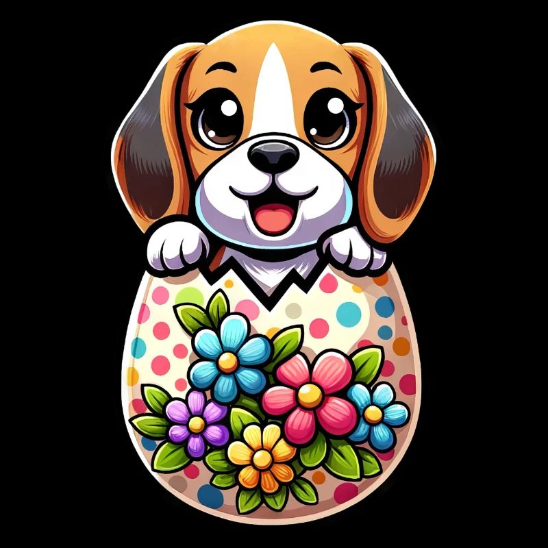 Colorful Easter Egg Beagle Hatching Design