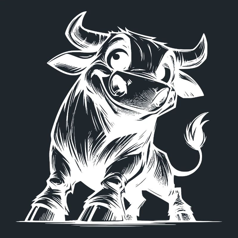 Dessin de taureau au crayon avec des cornes géantes