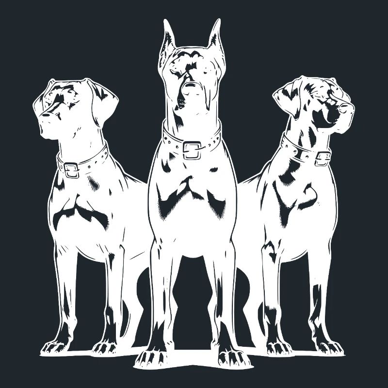 Trois élégants chiens de garde vigilants en poste