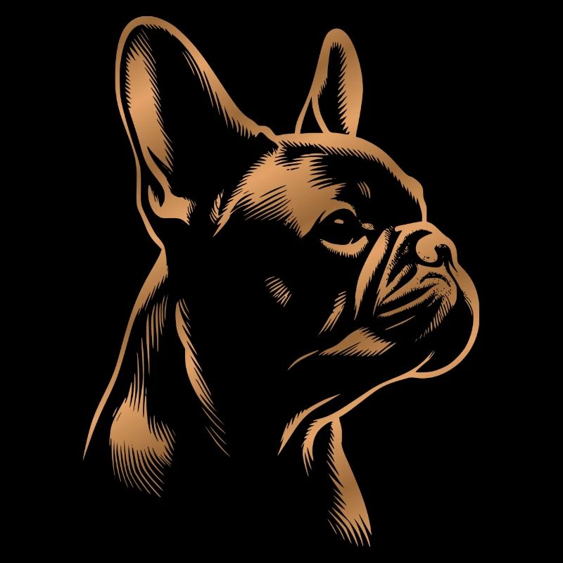 French bulldog drawing head bronze