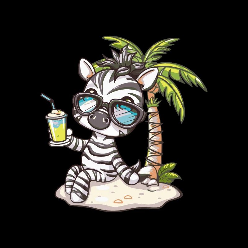Zebra Sommer Strand Comic