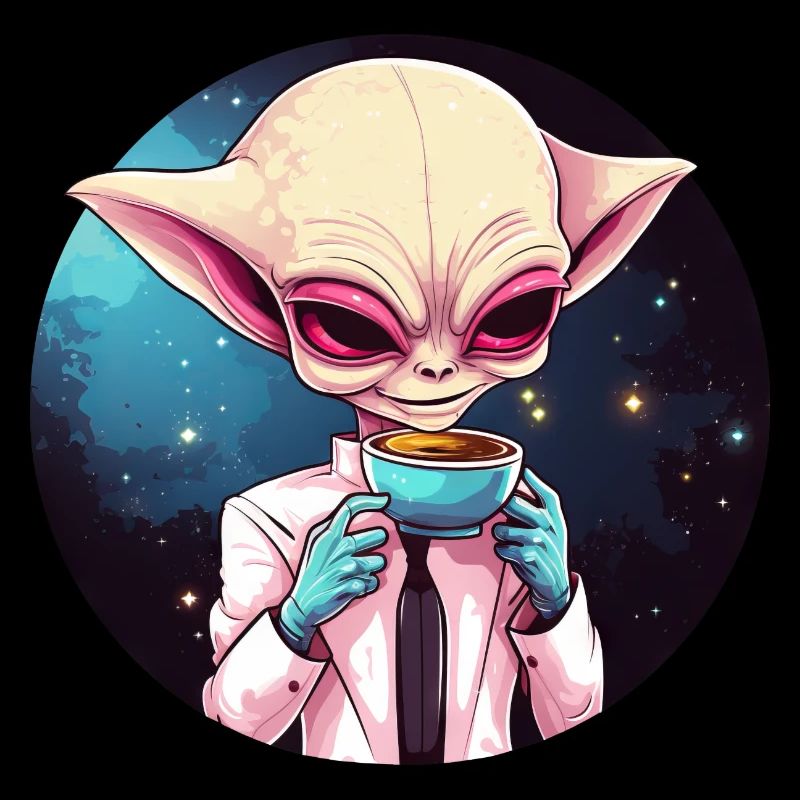 Alien Außerirdischer Kaffee Weltraum Sunset