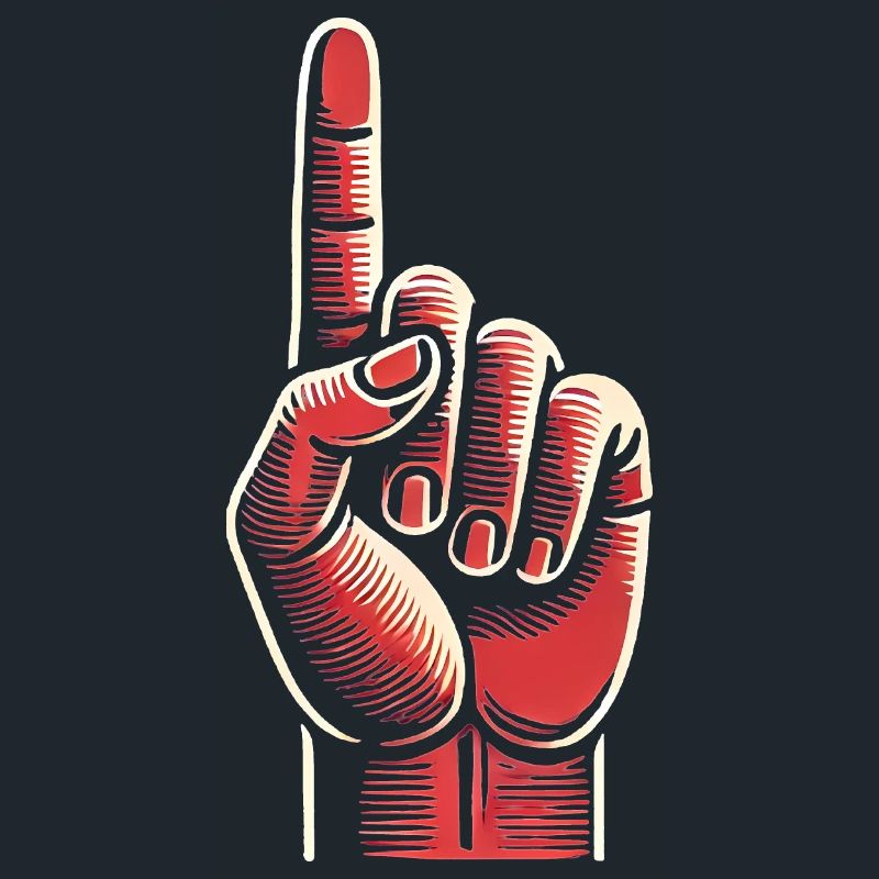 Conception audacieuse de geste de la main rouge