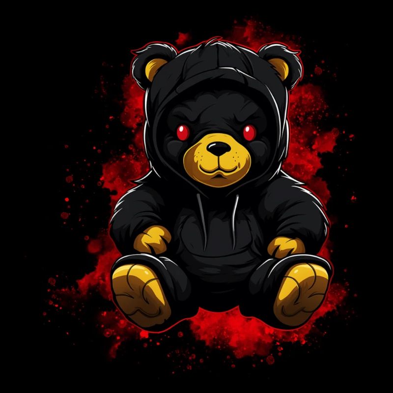 Cooler Horror Teddybär mit Kapuzenpullover Böse