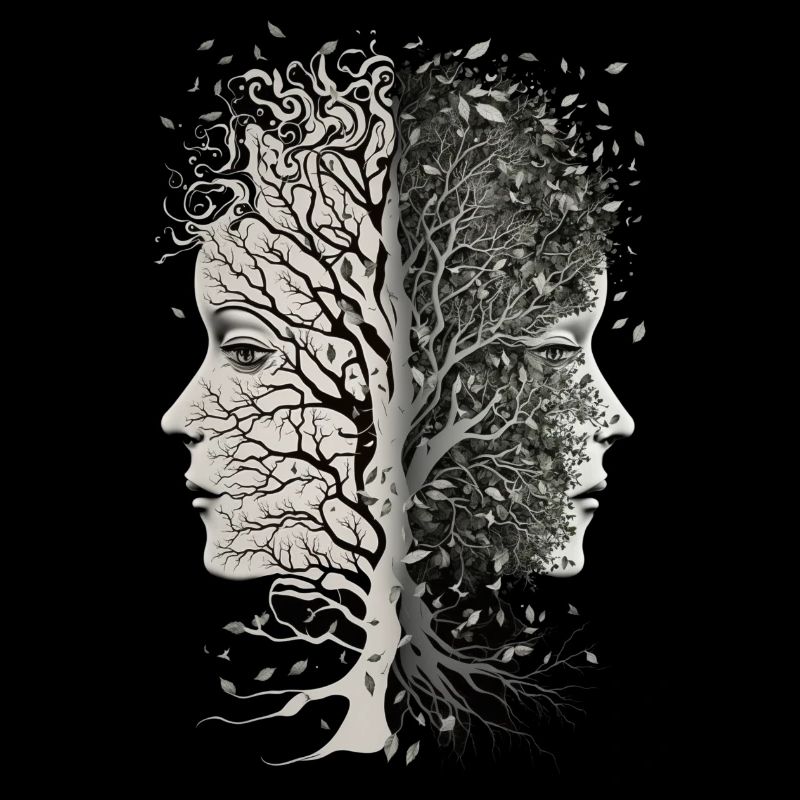 Tree Faces With Leaves Blowing Cool Female Faces