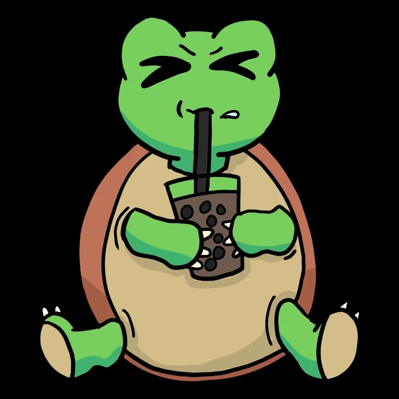 Bubble Tea Drinking Sea Turtle Anime Kawaii