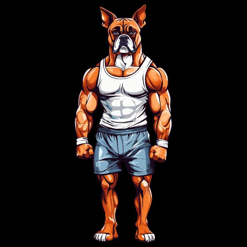 Boxer Bodybuilder Funny Dog Daddy Motif