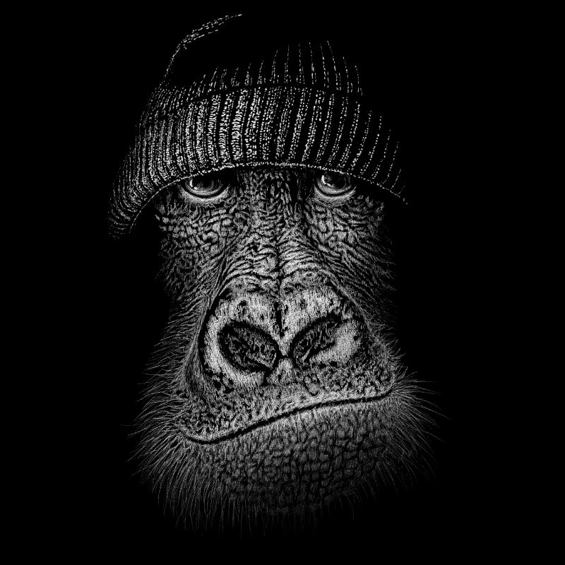 Gorille avec un bonnet de laine ! Illustration de singe