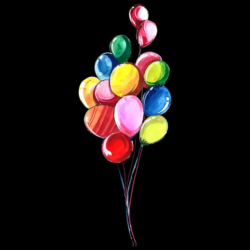 Luftballons Geburtstag bunt gezeichnet