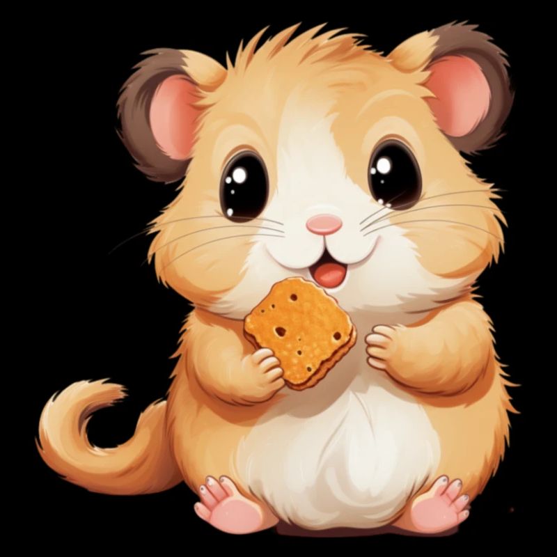 Cute hamster eats a cookie for babies and children