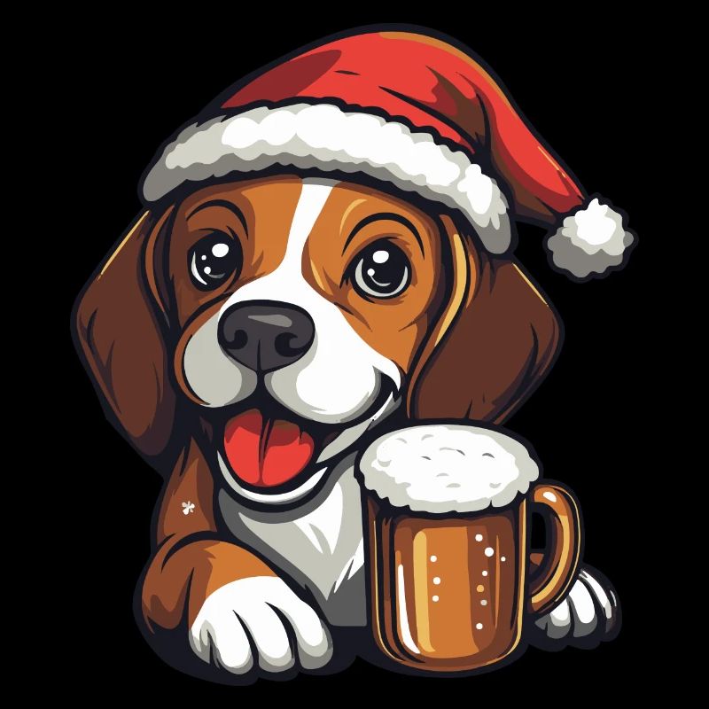 Beagle Dog Christmas Beer