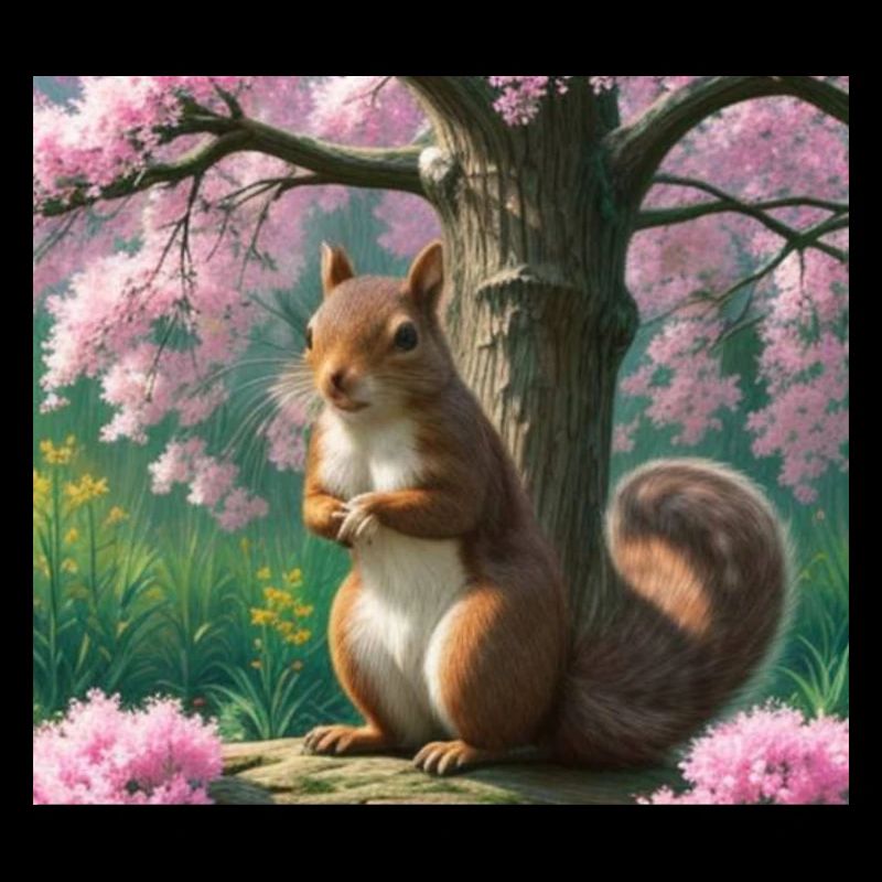 Suirrel withblooming tree - Eichhörnchen