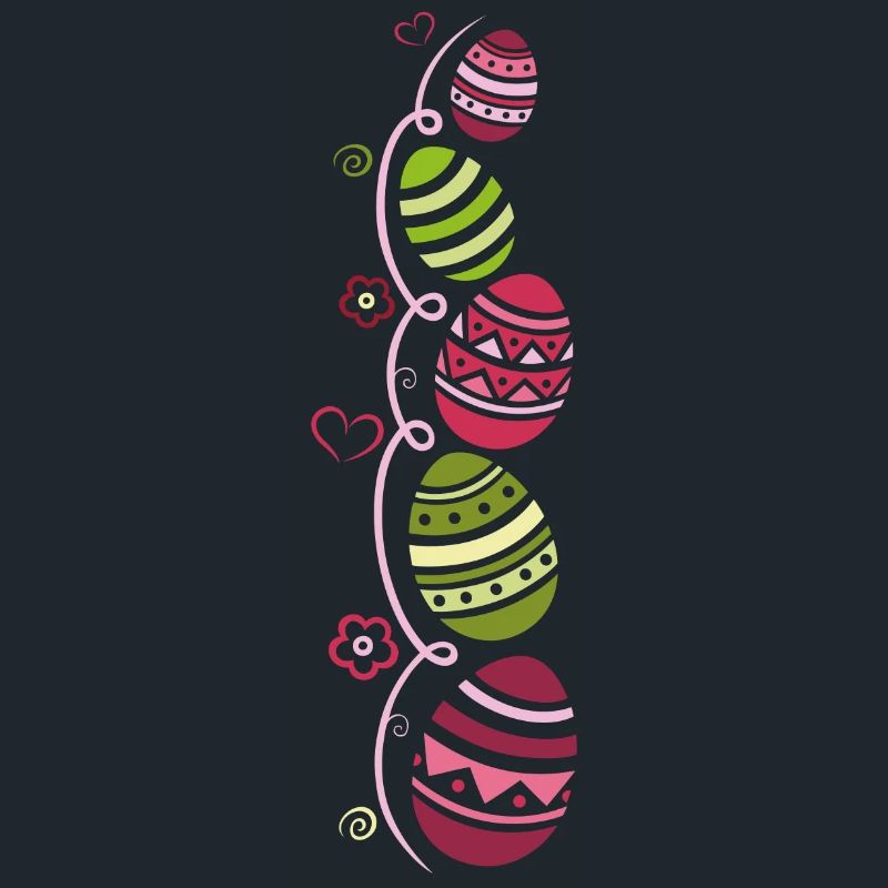 Colorful easter eggs with flowers and hearts.