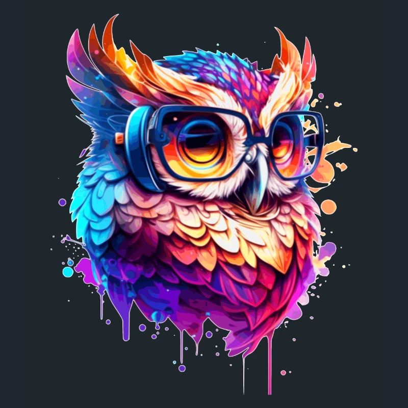 Party Eule als Vogel in bunt als cooles Artwork