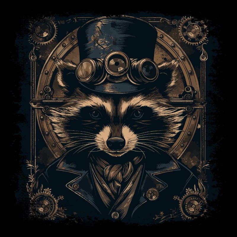 Cooler Steampunk Waschbär