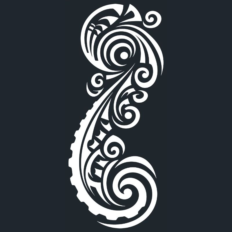 Dynamic Maori tattoo design in white