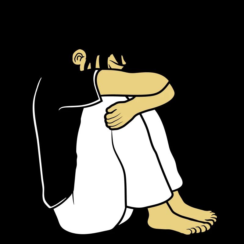 Fille assise triste