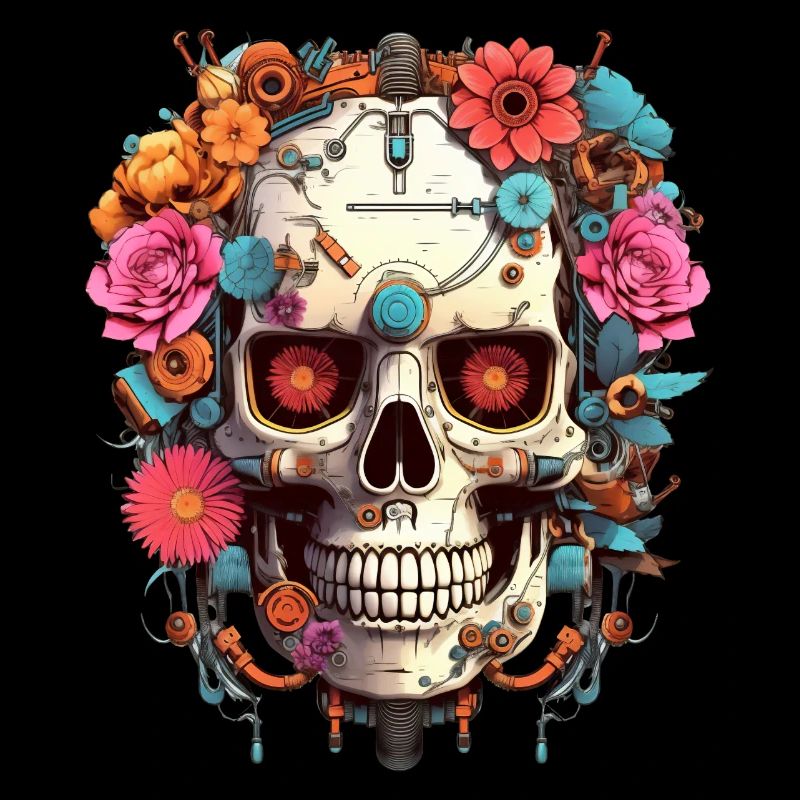 Cyborg Totenkopf Roboter Androide Sugar Skull