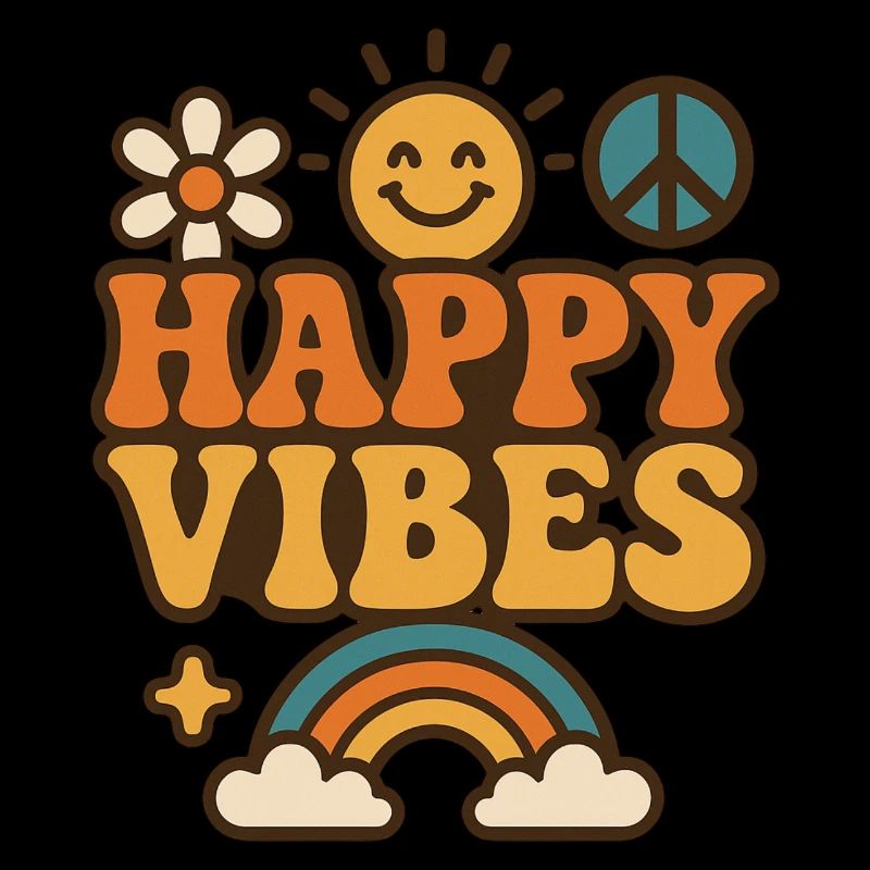 Retro Hippie Design Sonne Regenbogen Blume