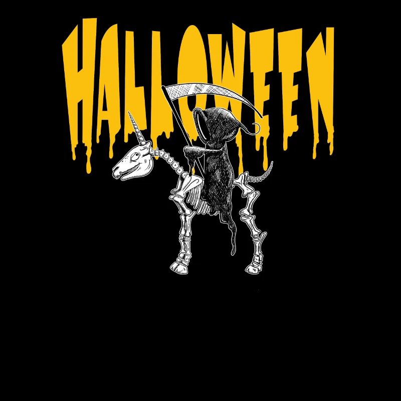 Halloween Grim Reaper On Unicorn