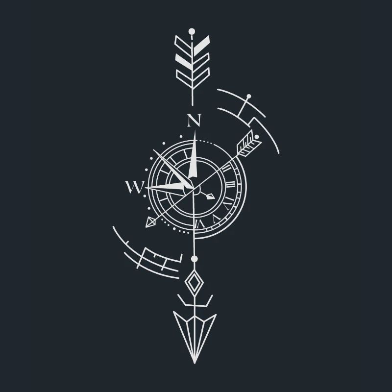Compass, clock, navigation, arrow, time