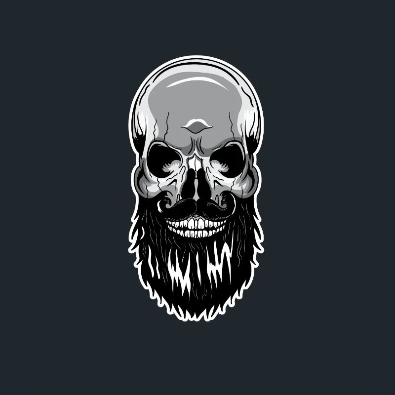 Skull beard bald head skeleton