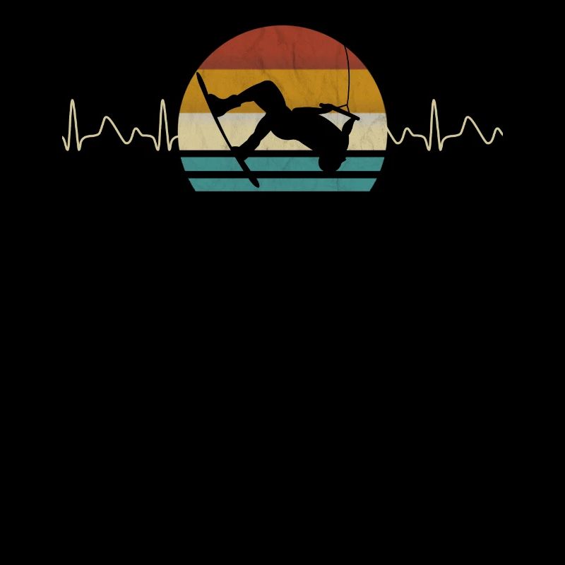 Wakeboard Wakeboarding EKG Heart Line Pulse Retro