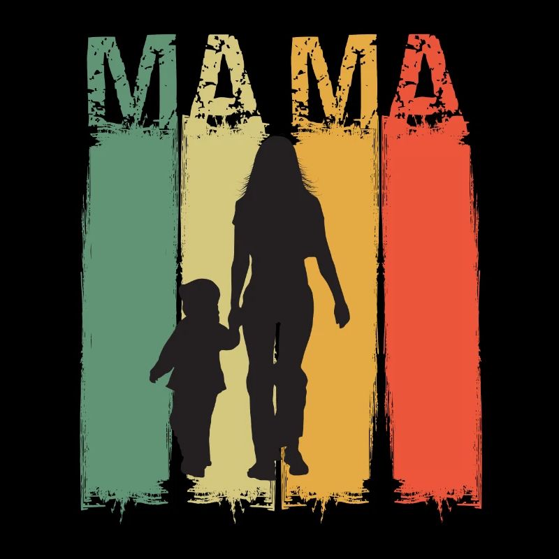 Mama Silhouette im Retrofarben Design Muttertag