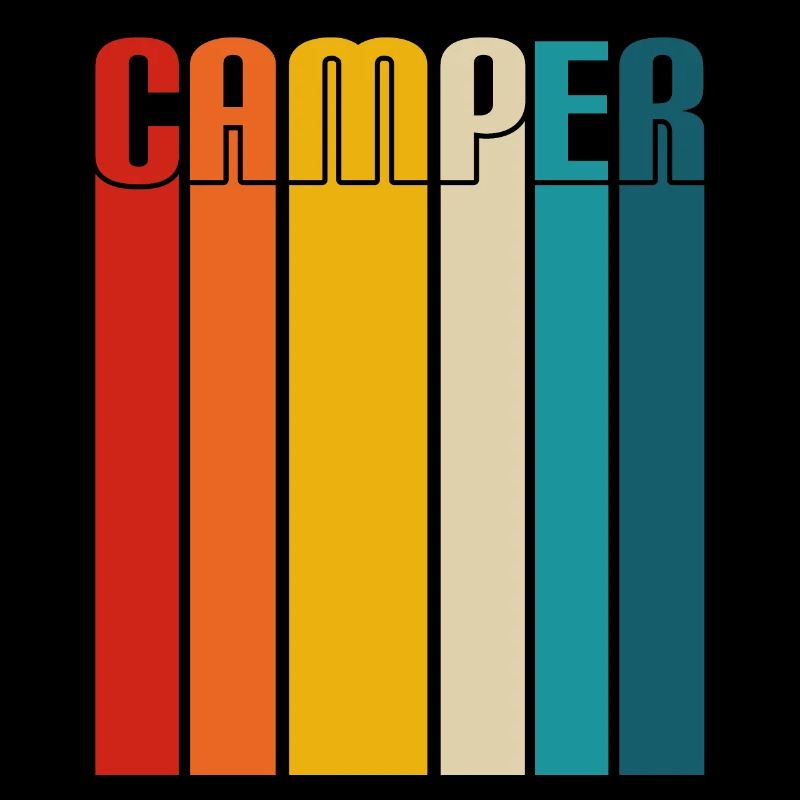 Camping retro coucher de soleil coloré
