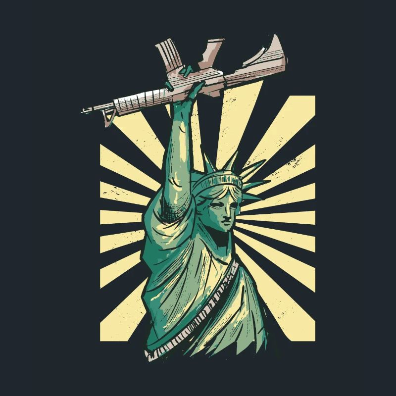Statue de la Liberté avec mitraillette AR 15