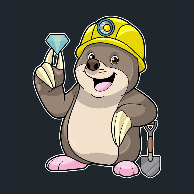 Mole as a miner with shovel & diamond