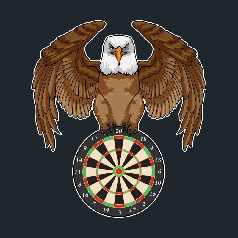 Eule beim Dart mit Dartscheibe