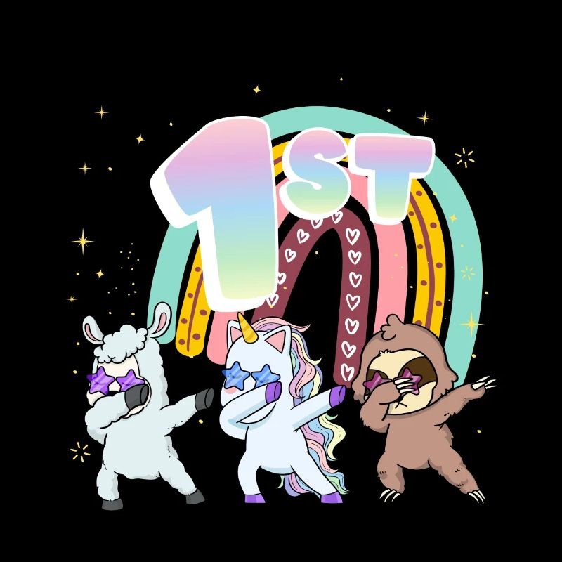 1st Birthday Dabbing Llama Unicorn Sloth | 1st