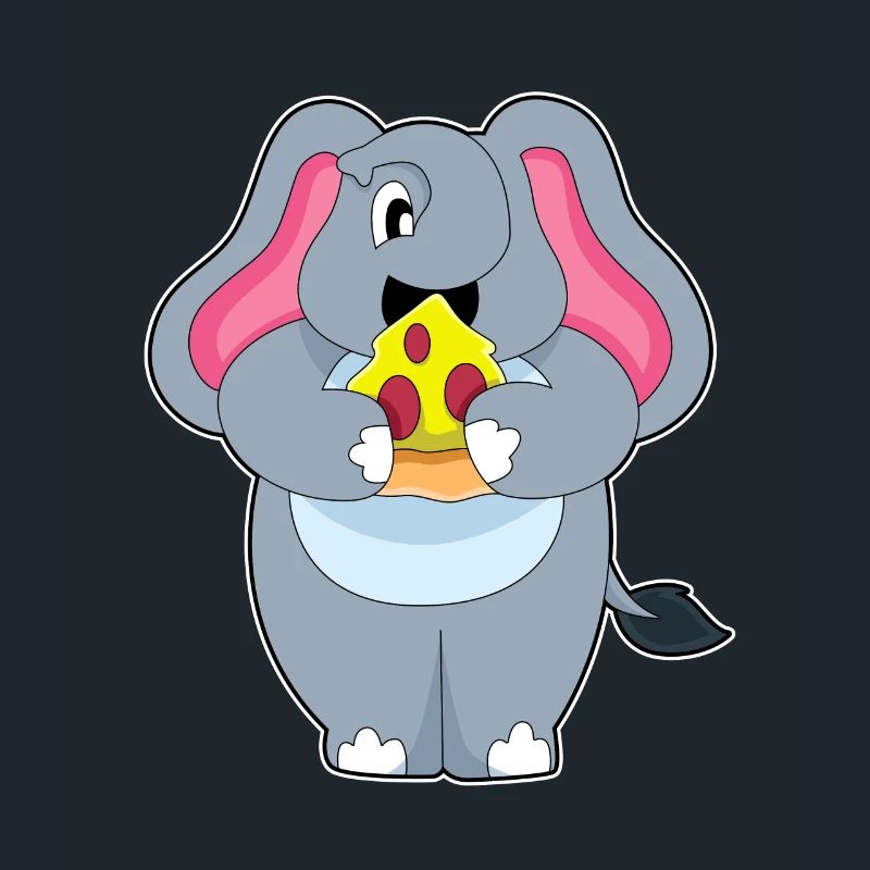 Elefant mit Pizza