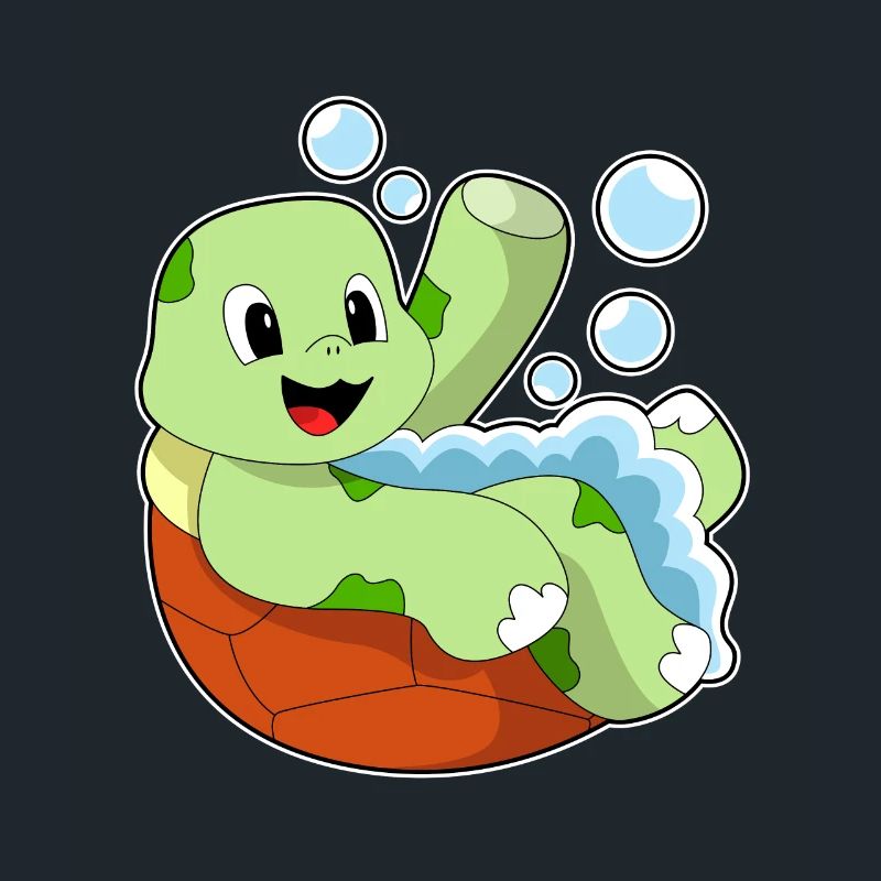 Baignade de tortue avec de la mousse