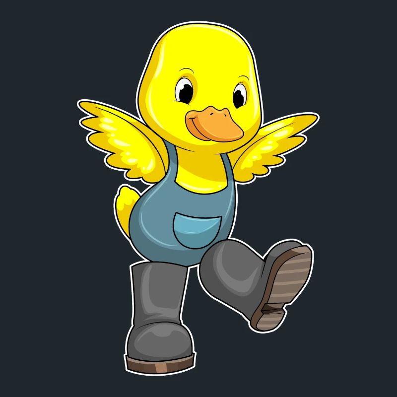 Duck as a farmer with boots