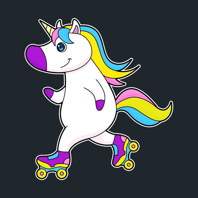 Unicorn during inline skating with roller skates